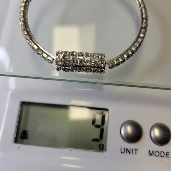 Silver Crystal Round Hoop Earrings - Picture 6 of 6